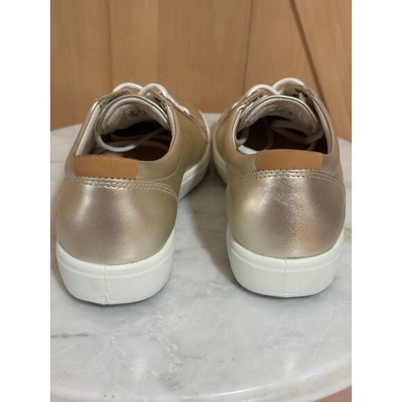 Ecco | NWOT Soft 7 Gold Leather Lace Up Comfort Sneakers | Size EU 37 - Picture 6 of 12
